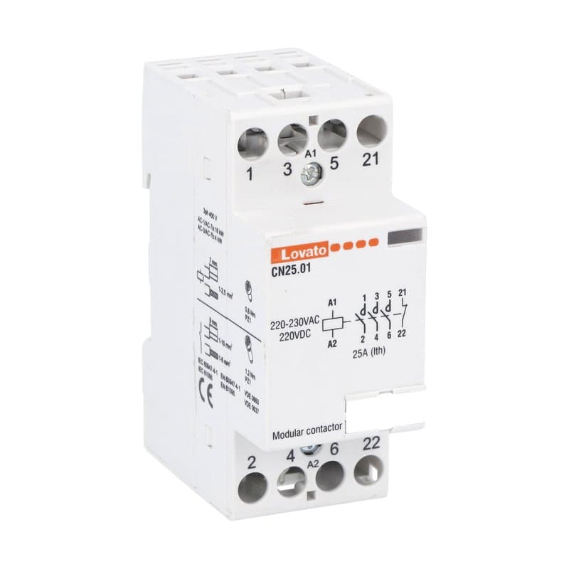 Lovato Electric CN2501220 CN2501220 Lovato - Modular contactor, three-pole or four-pole, 25A AC1, 220...230VAC (3NO+1NC)) Lovato Electric CN2501220 CN2501220 Lovato - Modular contactor, three-pole or four-pole, 25A AC1, 220...230VAC (3NO+1NC))