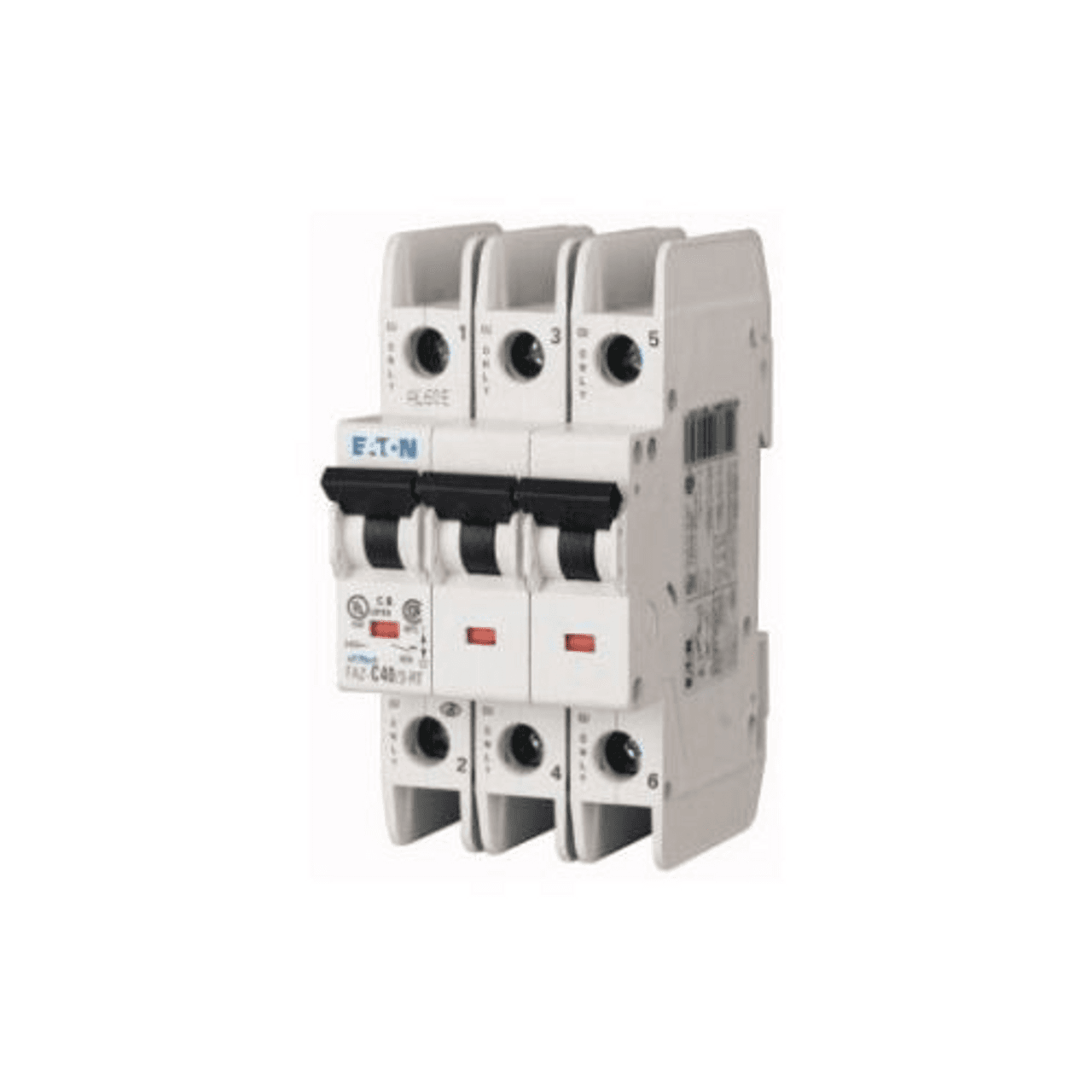 Eaton FAZ-D4/3-RT 277/480 VAC 50/60 Hz, 4 A, 3-Pole, 10/14 kA, 10 to 20 x Rated Current, Ring Tongue Terminal, DIN Rail Mount, Standard Packaging, D-Curve, Current Limiting, Thermal Magnetic Eaton FAZ-D4/3-RT 277/480 VAC 50/60 Hz, 4 A, 3-Pole, 10/14 kA, 10 to 20 x Rated Current, Ring Tongue Terminal, DIN Rail Mount, Standard Packaging, D-Curve, Current Limiting, Thermal Magnetic