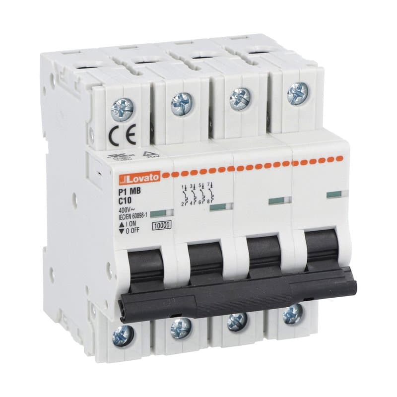 Lovato Electric P1MB4PC01 P1MB4PC01 Lovato - Miniature circuit breaker, 4P - 10kA. 4 modules, characteristic C, 1A Lovato Electric P1MB4PC01 P1MB4PC01 Lovato - Miniature circuit breaker, 4P - 10kA. 4 modules, characteristic C, 1A