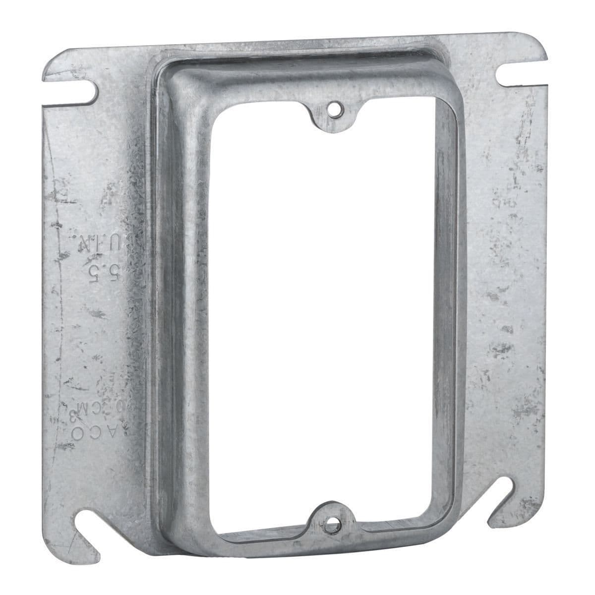 Hubbell 8773 4 in. Square Cover, 1-Device, 3/4 in. Raised ; Angled mounting slots compensate up to 12 degrees for box misalignment ; Cover mounts to devices ; Cover surface is 1/4 in. from wall when installed ; Corners are contoured to fit handy boxes Hubbell 8773 4 in. Square Cover, 1-Device, 3/4 in. Raised ; Angled mounting slots compensate up to 12 degrees for box misalignment ; Cover mounts to devices ; Cover surface is 1/4 in. from wall when installed ; Corners are contoured to fit handy boxes