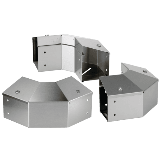 Hoffman CTS66EFCONT90SS 90-Degree Elbows, 6.00x6.00, SS Type 304, Top Cover Sloped Outward without Tabs Hoffman CTS66EFCONT90SS 90-Degree Elbows, 6.00x6.00, SS Type 304, Top Cover Sloped Outward without Tabs