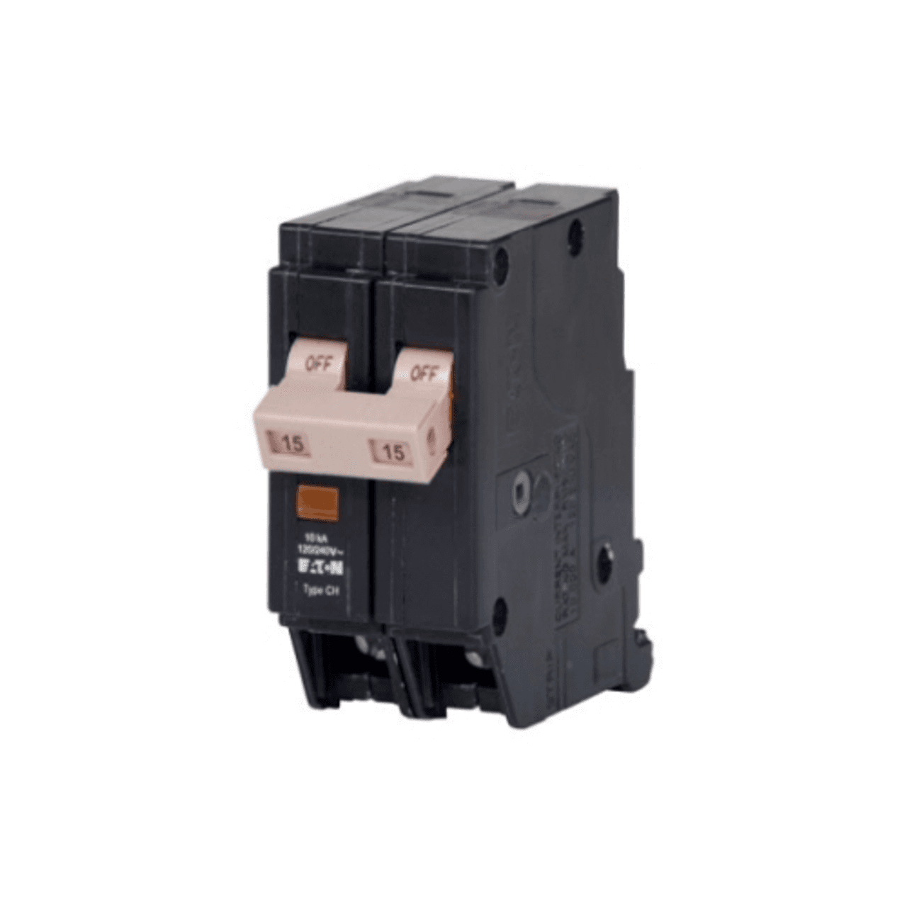Eaton CHF215 CHF215 Eaton - Eaton CH Thermal magnetic circuit breaker, Type CHF 3/4-Inch standard circuit breaker, 15 A, 10 kAIC, Two-pole, 120/240V, CHF, Trip flag, common breaker trip, (1) #14-8 AWG, (2) #14-10 AWG Cu/Al, CHF, Type CH Loadcenters Eaton CHF215 CHF215 Eaton - Eaton CH Thermal magnetic circuit breaker, Type CHF 3/4-Inch standard circuit breaker, 15 A, 10 kAIC, Two-pole, 120/240V, CHF, Trip flag, common breaker trip, (1) #14-8 AWG, (2) #14-10 AWG Cu/Al, CHF, Type CH Loadcenters