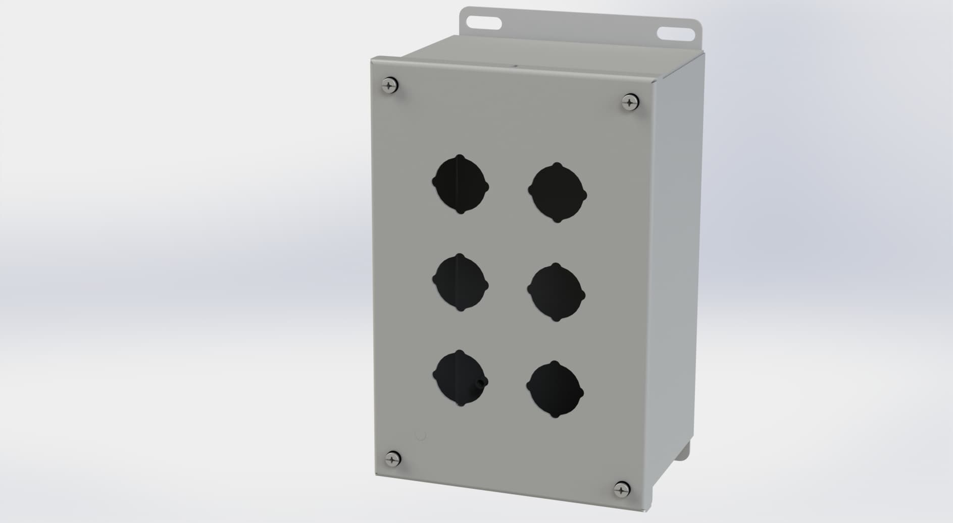 Saginaw Control SCE-6PBX PBX Enclosure, Height:9.50", Width:6.25", Depth:4.75", ANSI-61 gray powder coating inside and out. Saginaw Control SCE-6PBX PBX Enclosure, Height:9.50", Width:6.25", Depth:4.75", ANSI-61 gray powder coating inside and out.
