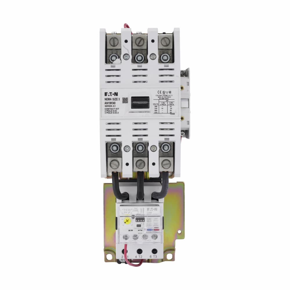 Eaton AN19KN0C5E100 AN19KN0C5E100 Eaton - Eaton Freedom NEMA motor control starter,SEL Reset,SEL Class (10A,10,20,30),NEMA Non-reversing Freedom Series starter,With C440 EOLR Std Feature set,480V/60 Hz or 440V/50 Hz coil voltage,Horizontal mount,90A,20-100A fla range,Size 3 Eaton AN19KN0C5E100 AN19KN0C5E100 Eaton - Eaton Freedom NEMA motor control starter,SEL Reset,SEL Class (10A,10,20,30),NEMA Non-reversing Freedom Series starter,With C440 EOLR Std Feature set,480V/60 Hz or 440V/50 Hz coil voltage,Horizontal mount,90A,20-100A fla range,Size 3