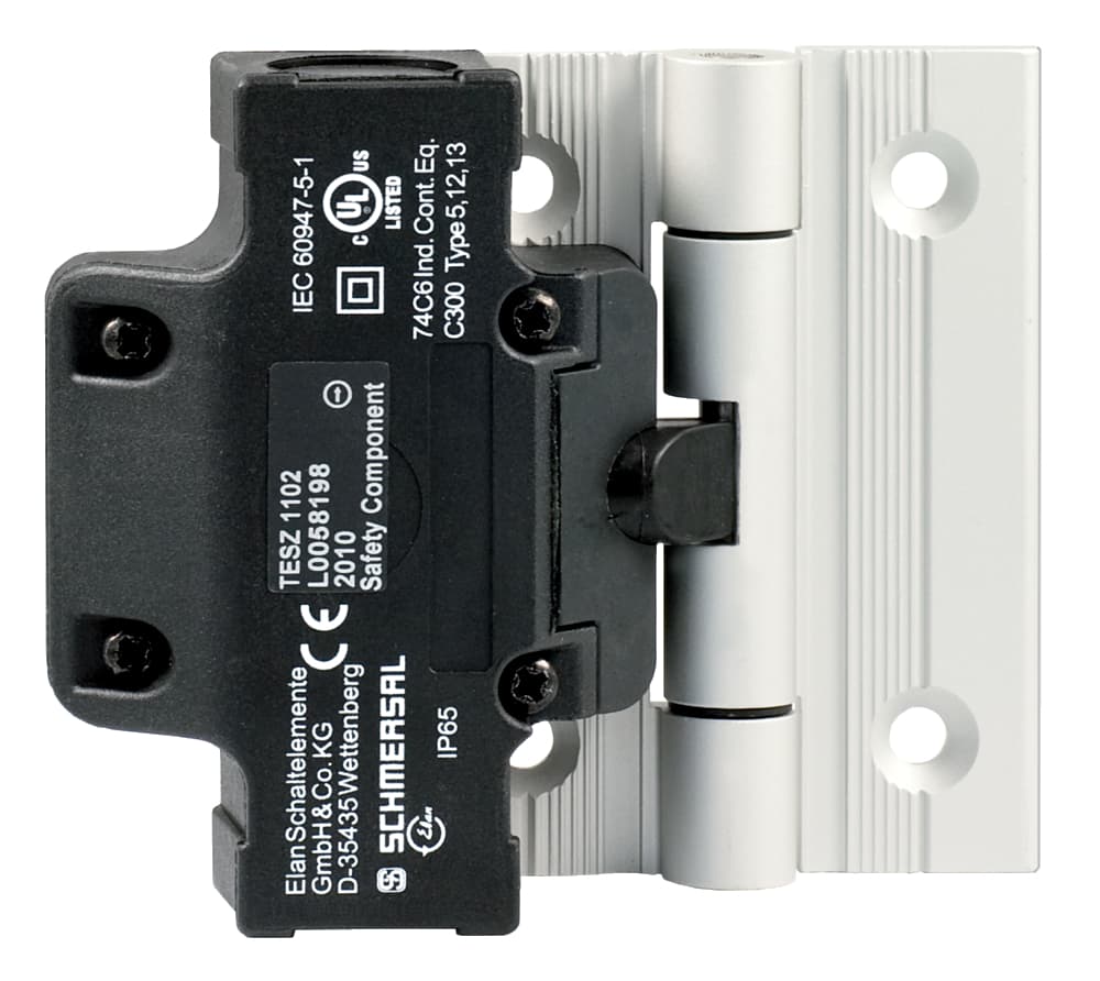 Schmersal TESZ10/S Safety switch for hinged guards; Hinge safety switch; 2 cable entries M 20 x 1.5; Simple fitting, especially on 40 mm profiles; Thermoplastic enclosure; Double-insulated; Good resistance to oil and petroleum spirit; 111,5 mm x 92 mm x 36 mm Schmersal TESZ10/S Safety switch for hinged guards; Hinge safety switch; 2 cable entries M 20 x 1.5; Simple fitting, especially on 40 mm profiles; Thermoplastic enclosure; Double-insulated; Good resistance to oil and petroleum spirit; 111,5 mm x 92 mm x 36 mm