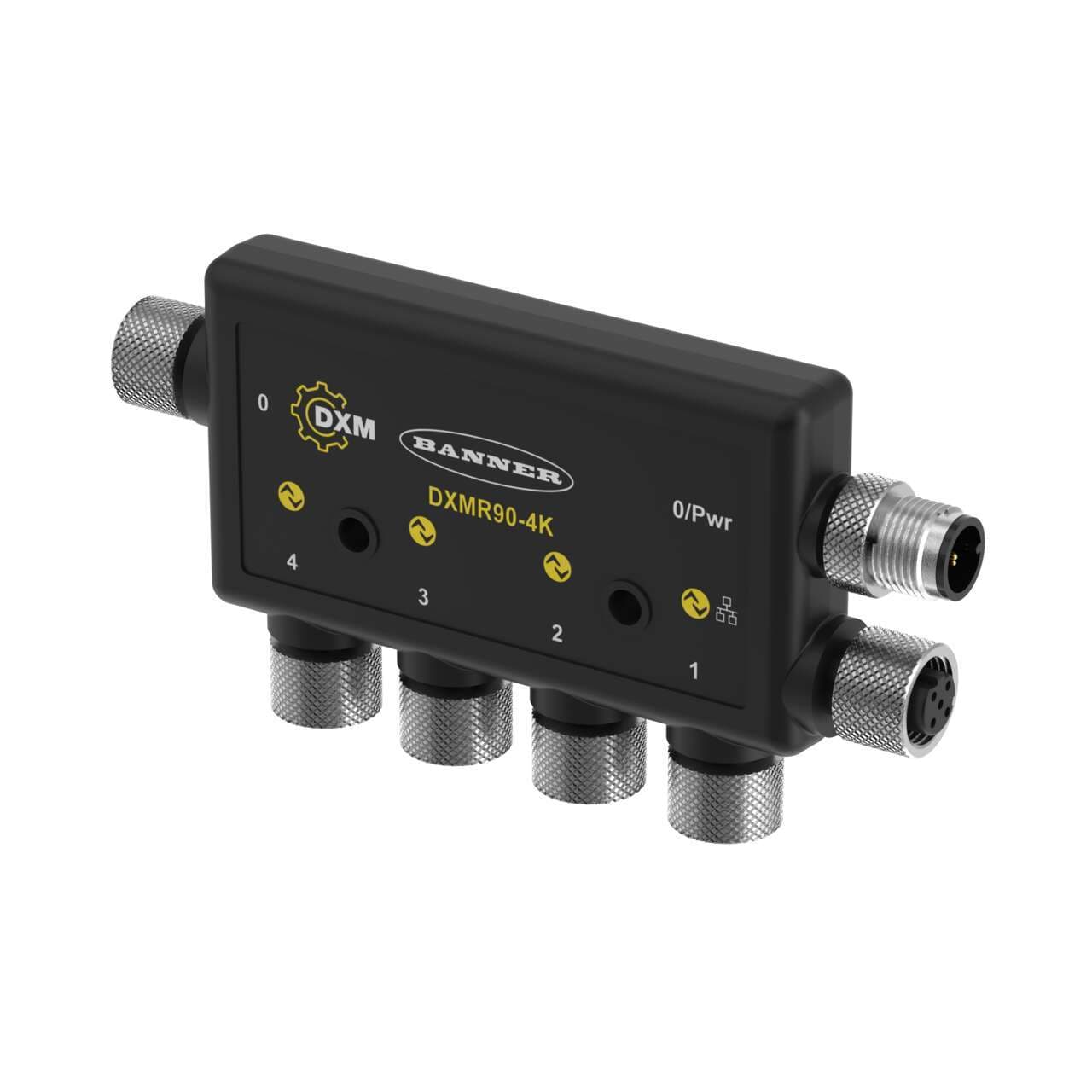 Banner DXMR90-4K DXMR90 IO-Link Master/Controller; Power: 18-30 V dc; Female M12 (D-Code Ethernet); IP67, IP68; Ethernet IP, Modbus TCP, and Profinet Banner DXMR90-4K DXMR90 IO-Link Master/Controller; Power: 18-30 V dc; Female M12 (D-Code Ethernet); IP67, IP68; Ethernet IP, Modbus TCP, and Profinet