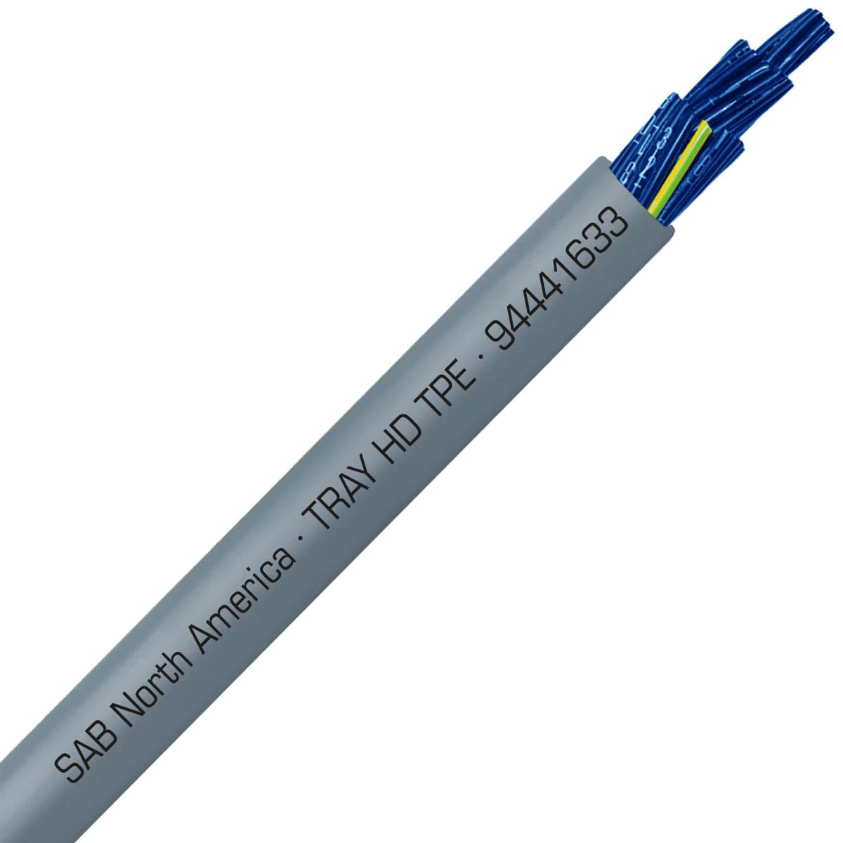 SAB 94441633 TRAY HD TPE - 16 AWG/33c, heavy duty exposed run TPE tray cable with blue conductors, UL, CSA, CE, RoHS SAB 94441633 TRAY HD TPE - 16 AWG/33c, heavy duty exposed run TPE tray cable with blue conductors, UL, CSA, CE, RoHS