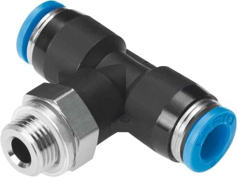 Festo 132597 push-in T-fitting QST-G1/4-12 360° orientable, male thread with external hexagon. Size: Standard, Nominal size: 8 mm, Type of seal on screw-in stud: Sealing ring, Assembly position: Any, Container size: 1 Festo 132597 push-in T-fitting QST-G1/4-12 360° orientable, male thread with external hexagon. Size: Standard, Nominal size: 8 mm, Type of seal on screw-in stud: Sealing ring, Assembly position: Any, Container size: 1