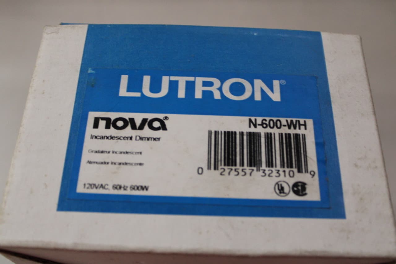 Lutron N-600-WH Lutron N-600-WH Light and Dimmer Switches EA Lutron N-600-WH Lutron N-600-WH Light and Dimmer Switches EA