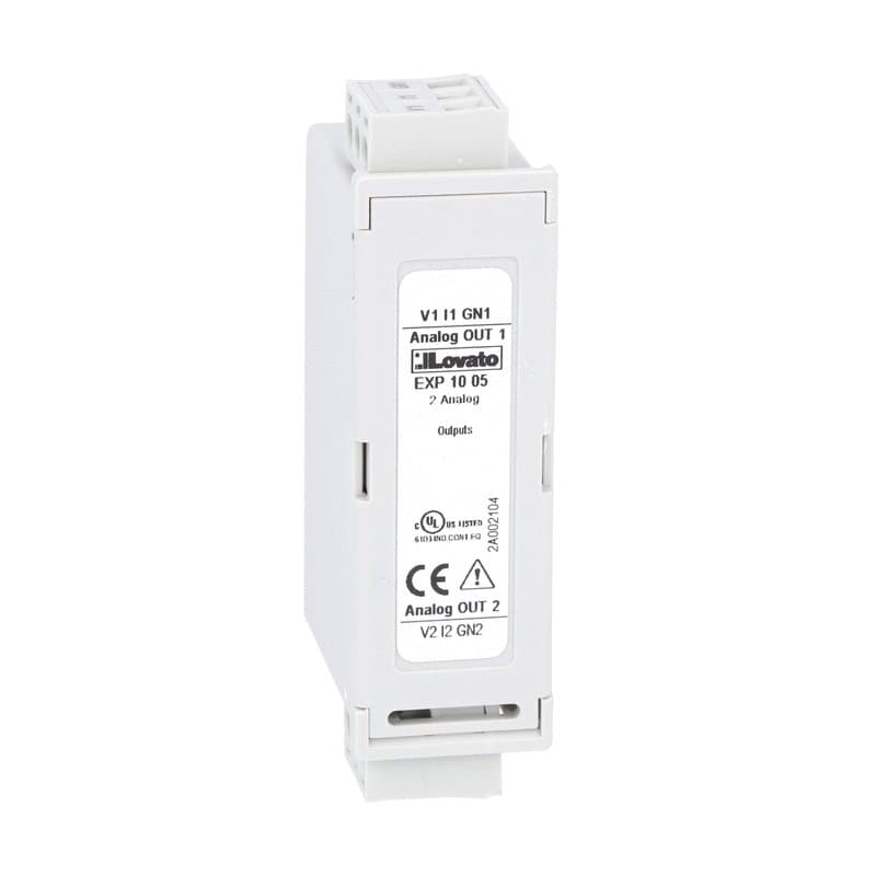 Lovato Electric EXP1005 EXP1005 Lovato - Expansion module EXP series for flush-mount products, 2 analog outputs, opto-isolated 0/4-20mA, 0-10V or 0...±5V Lovato Electric EXP1005 EXP1005 Lovato - Expansion module EXP series for flush-mount products, 2 analog outputs, opto-isolated 0/4-20mA, 0-10V or 0...±5V