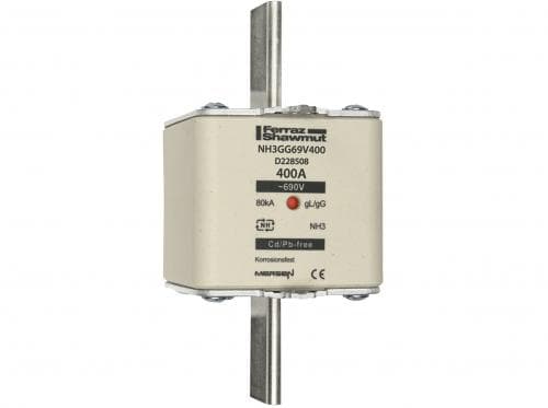 Mersen D228508 NH fuse-link gG, 690VAC, size 3, 400A double indicator/live tags Mersen D228508 NH fuse-link gG, 690VAC, size 3, 400A double indicator/live tags