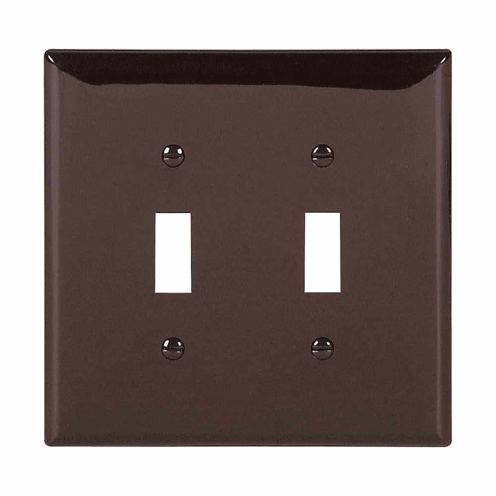 Eaton PJ2B PJ2B Eaton - Eaton Toggle wallplate, Brown, Toggle Cutout, Polycarbonate, Two- gang, Mid-size Eaton PJ2B PJ2B Eaton - Eaton Toggle wallplate, Brown, Toggle Cutout, Polycarbonate, Two- gang, Mid-size