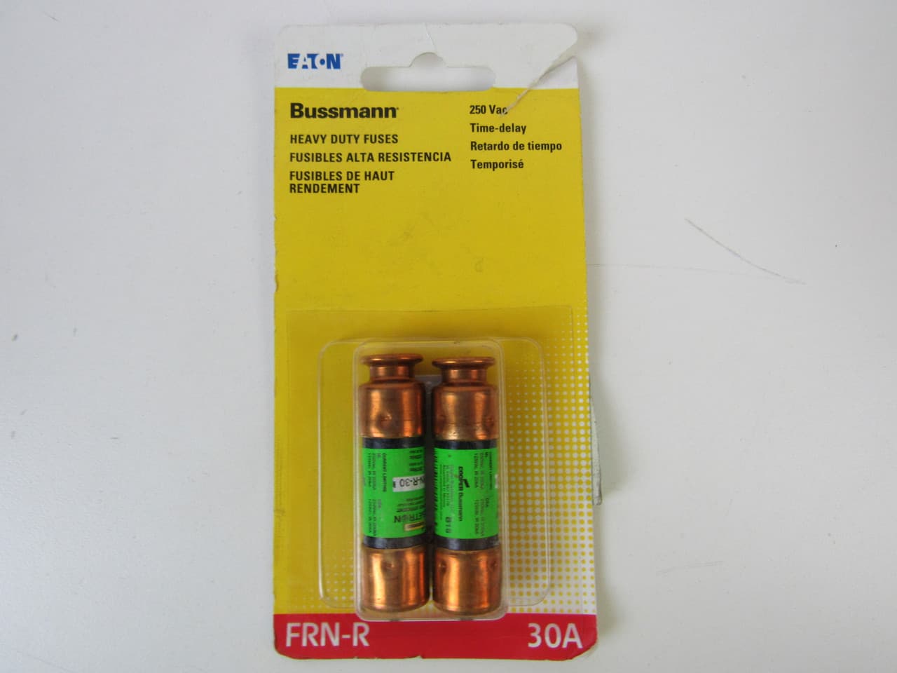 Cooper Bussmann FRN-R-30 FRN-R-30 Cooper Bussmann - Eaton Bussmann series FRN-R fuse, 30 A, Dual, Class RK5, Non-indicating, Ferrule end x ferrule end, 8 sec at 500%, 20 kAIC at 125 Vdc,200 kAIC at 250 V, Standard, 250 V, 125 Vdc Cooper Bussmann FRN-R-30 FRN-R-30 Cooper Bussmann - Eaton Bussmann series FRN-R fuse, 30 A, Dual, Class RK5, Non-indicating, Ferrule end x ferrule end, 8 sec at 500%, 20 kAIC at 125 Vdc,200 kAIC at 250 V, Standard, 250 V, 125 Vdc