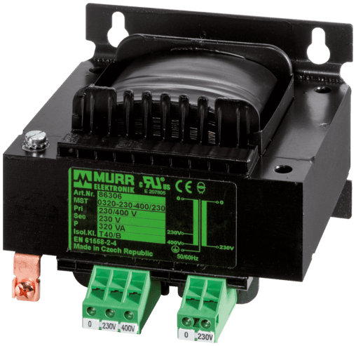 Murr Elektronik 86326 86326 Murrelektronik - MST 1-PHASE SAFETY TRANSFORMER, P: 320VA IN: 230/400VAC OUT: 24VAC Murr Elektronik 86326 86326 Murrelektronik - MST 1-PHASE SAFETY TRANSFORMER, P: 320VA IN: 230/400VAC OUT: 24VAC