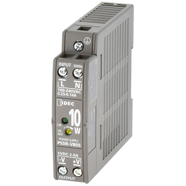 Idec PS5R-VB05 Power Supply 10W 5VDC DIN, 5V Output 10W 2A, Universal Inputs: 85-264VAC or 100-370VDC, 5 year warranty Idec PS5R-VB05 Power Supply 10W 5VDC DIN, 5V Output 10W 2A, Universal Inputs: 85-264VAC or 100-370VDC, 5 year warranty