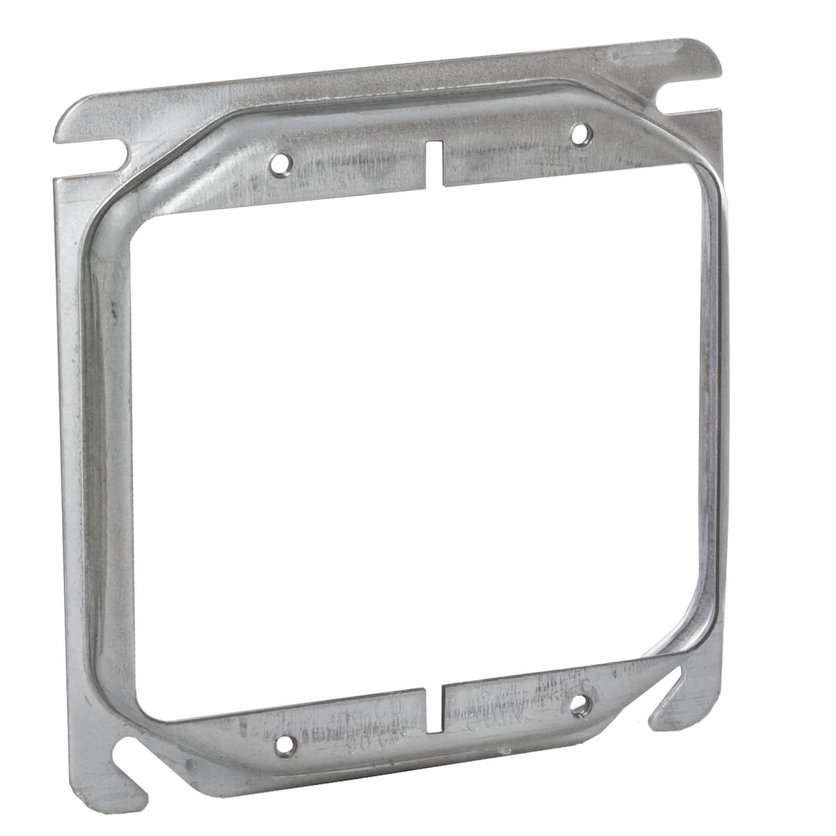 Hubbell 8778 4 in. Square Cover, 2-Device, 1/2 in. Raised ; Angled mounting slots compensate up to 12 degrees for box misalignment ; Drawn construction ; 4.5 cu. in. capacity Hubbell 8778 4 in. Square Cover, 2-Device, 1/2 in. Raised ; Angled mounting slots compensate up to 12 degrees for box misalignment ; Drawn construction ; 4.5 cu. in. capacity