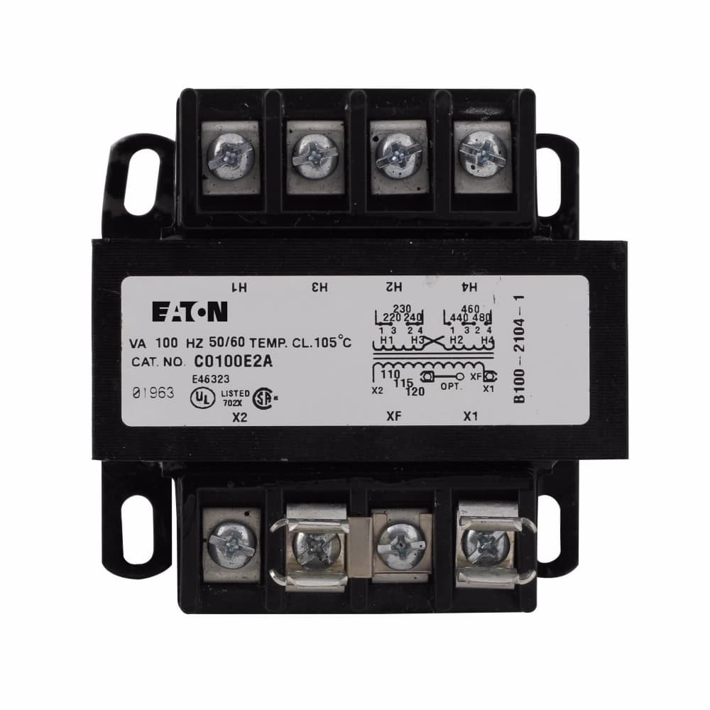 Eaton C0050E6U C0050E6U Eaton - Eaton, type MTE, industrial control transformer, pv: 240/416/480/600v, 230/400/460/575v, 220/380/440/550v, 208/500v, taps: none, sv: 99/120/130v, 95/115/125v, 91/110/120v, 85/100/110v, 55°c, 50 va , cu magnet wire Eaton C0050E6U C0050E6U Eaton - Eaton, type MTE, industrial control transformer, pv: 240/416/480/600v, 230/400/460/575v, 220/380/440/550v, 208/500v, taps: none, sv: 99/120/130v, 95/115/125v, 91/110/120v, 85/100/110v, 55°c, 50 va , cu magnet wire
