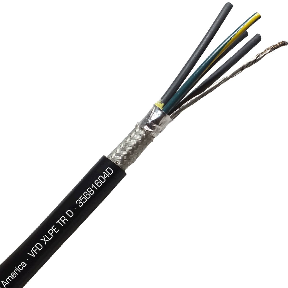SAB 35681604D VFD XLPE TR D - 16 AWG/4c, oil resistant XLPE insulated VFD cable drain wire, foil and braid shield, UL, CSA, WTTC, TC-ER, CE, RoHS SAB 35681604D VFD XLPE TR D - 16 AWG/4c, oil resistant XLPE insulated VFD cable drain wire, foil and braid shield, UL, CSA, WTTC, TC-ER, CE, RoHS