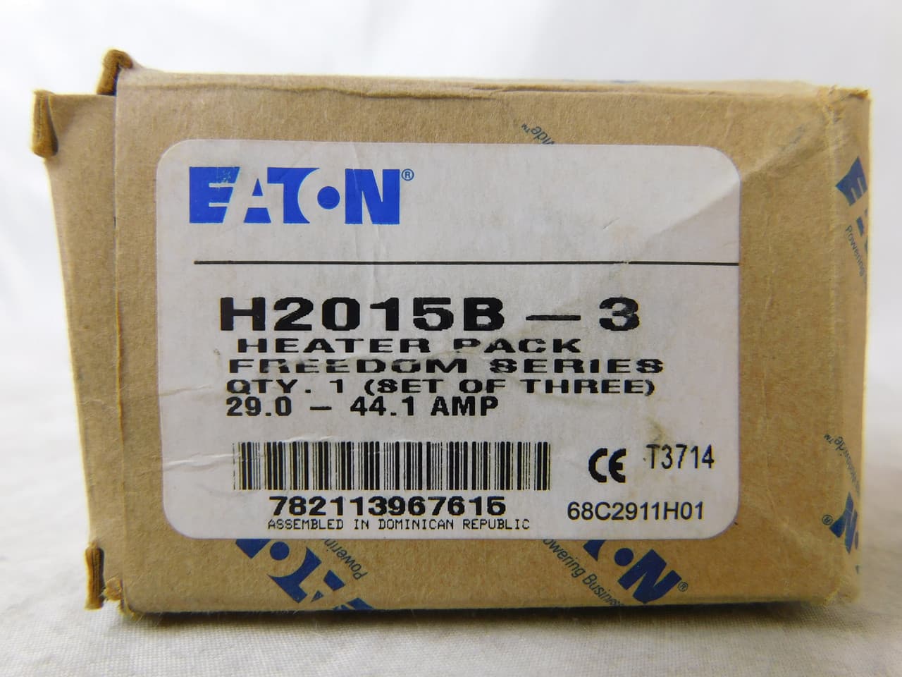 Eaton H2015B-3 H2015B-3 Eaton - Eaton Freedom NEMA heater coil, Freedom/Definite Purpose Heater Pack, Standard Trip, Class 20 , NEMA, IEC , full load range 29A 34A 39.1A 44.1A Dial positions A B C D respectively, overload relay 75A Eaton H2015B-3 H2015B-3 Eaton - Eaton Freedom NEMA heater coil, Freedom/Definite Purpose Heater Pack, Standard Trip, Class 20 , NEMA, IEC , full load range 29A 34A 39.1A 44.1A Dial positions A B C D respectively, overload relay 75A