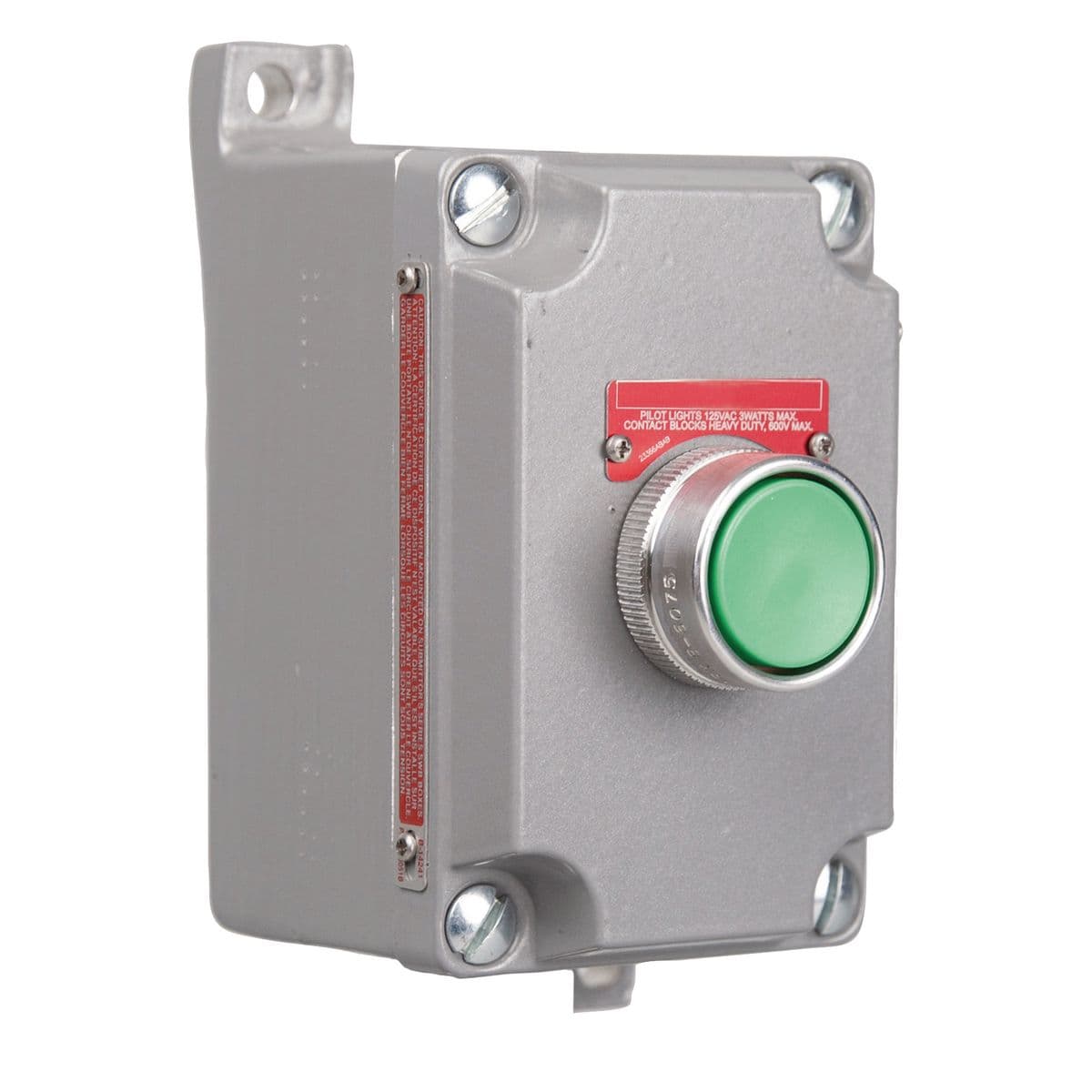 Hubbell XCS-2B2 XCS Series - Aluminum Dead-End Momentary Contact Single Push Button Control Station - Red Button With "Stop" Nameplate - Hub Size 3/4 Inch -1NC Contact Rating ; Copper free cast aluminum alloy. ; Ground flange joint between bolted cover and box provide r Hubbell XCS-2B2 XCS Series - Aluminum Dead-End Momentary Contact Single Push Button Control Station - Red Button With "Stop" Nameplate - Hub Size 3/4 Inch -1NC Contact Rating ; Copper free cast aluminum alloy. ; Ground flange joint between bolted cover and box provide r