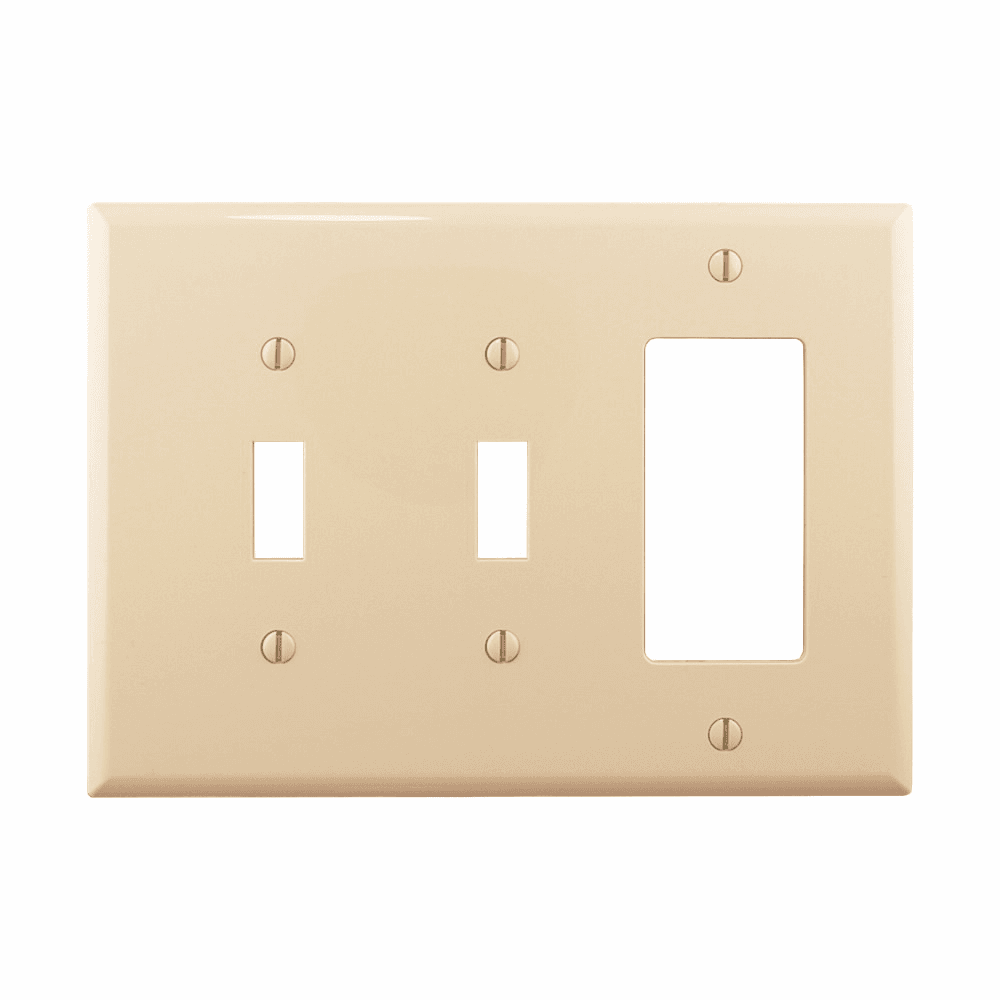 Eaton PJ226V PJ226V Eaton - Eaton Combination wallplate, Ivory, Toggle, Toggle, Decorator Cutout, Polycarbonate, Three- gang, Mid-size Eaton PJ226V PJ226V Eaton - Eaton Combination wallplate, Ivory, Toggle, Toggle, Decorator Cutout, Polycarbonate, Three- gang, Mid-size