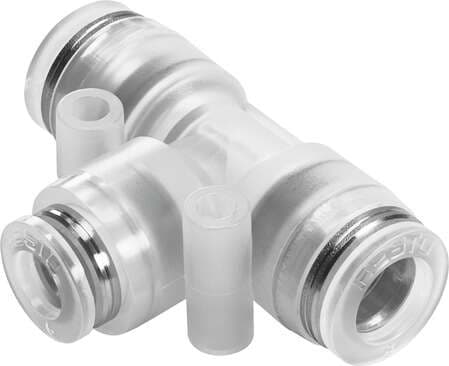 Festo 133115 push-in T-connector NPQP-T-Q6-Q4-FD-P10 Size: Standard, Nominal size: 2,3 mm, Container size: 10, Design structure: Push/pull principle, Temperature dependent operating pressure: -0,95 - 10 bar Festo 133115 push-in T-connector NPQP-T-Q6-Q4-FD-P10 Size: Standard, Nominal size: 2,3 mm, Container size: 10, Design structure: Push/pull principle, Temperature dependent operating pressure: -0,95 - 10 bar