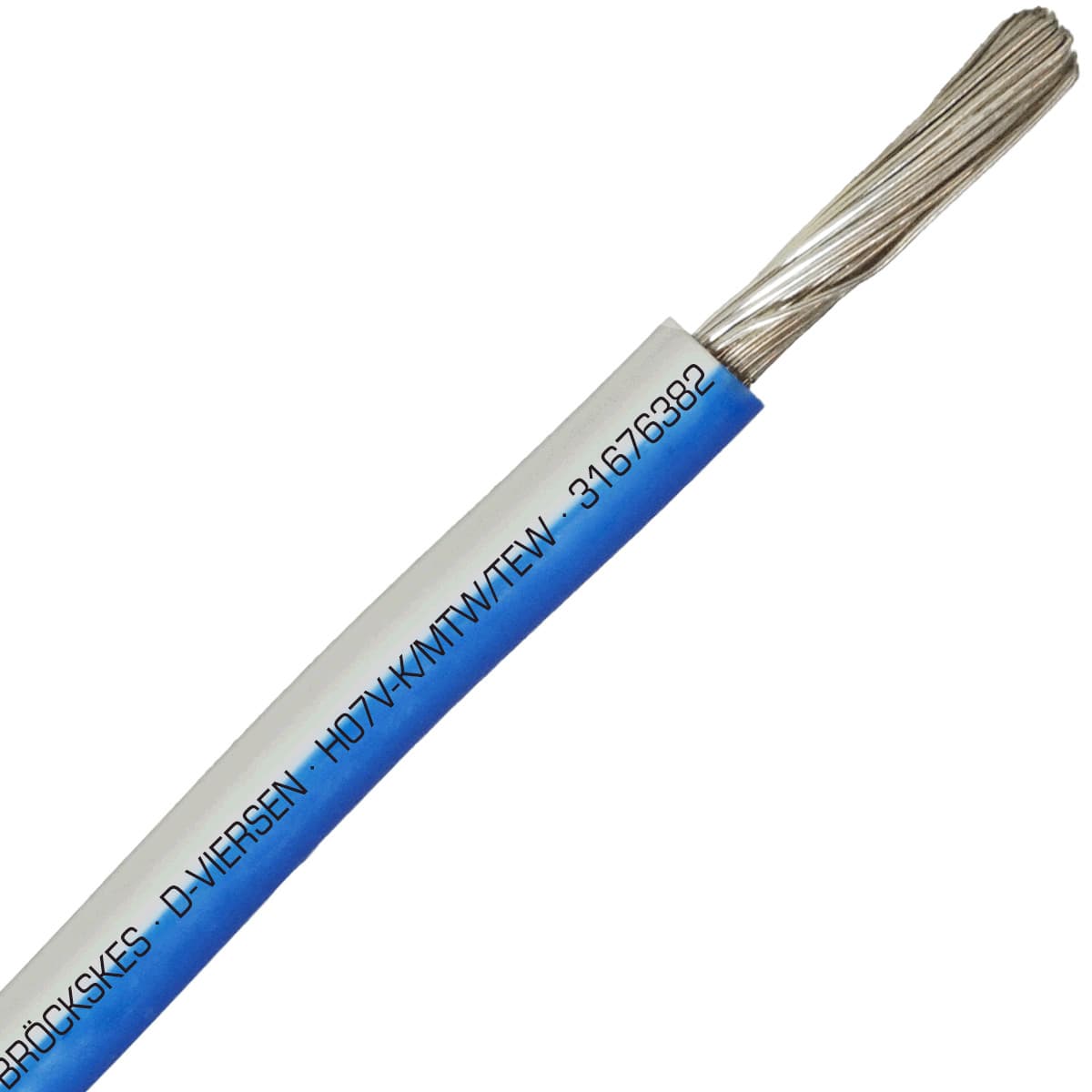 SAB 31676382 H07V-K/MTW/TEW- (UL/CSA/CE) - 16 AWG hook-up wire, White/Blue SAB 31676382 H07V-K/MTW/TEW- (UL/CSA/CE) - 16 AWG hook-up wire, White/Blue