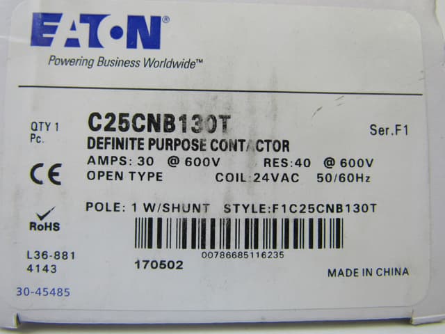 C25CNB130T Part Image. Manufactured by Cutler-Hammer.