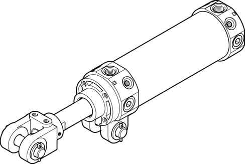 Festo 572366 hinge cylinder DWC-63-50-Y-AB-G Stroke: 50 mm, Piston diameter: 63 mm, Piston rod thread: M16x1,5, Distance of rod clevis to swivel mounting: 16,5 mm, Cushioning: PPV: Pneumatic cushioning adjustable at both ends Festo 572366 hinge cylinder DWC-63-50-Y-AB-G Stroke: 50 mm, Piston diameter: 63 mm, Piston rod thread: M16x1,5, Distance of rod clevis to swivel mounting: 16,5 mm, Cushioning: PPV: Pneumatic cushioning adjustable at both ends