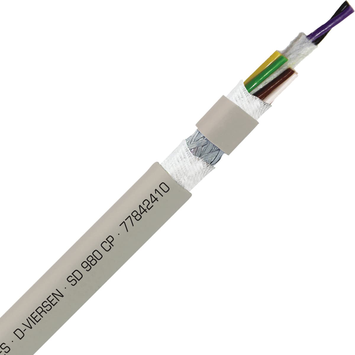 SAB 77842410 SD 980 CP - 24 AWG/10c, shielded halogen-free heavy duty continuous flex PUR data cable, UL, CSA, CE, RoHS SAB 77842410 SD 980 CP - 24 AWG/10c, shielded halogen-free heavy duty continuous flex PUR data cable, UL, CSA, CE, RoHS